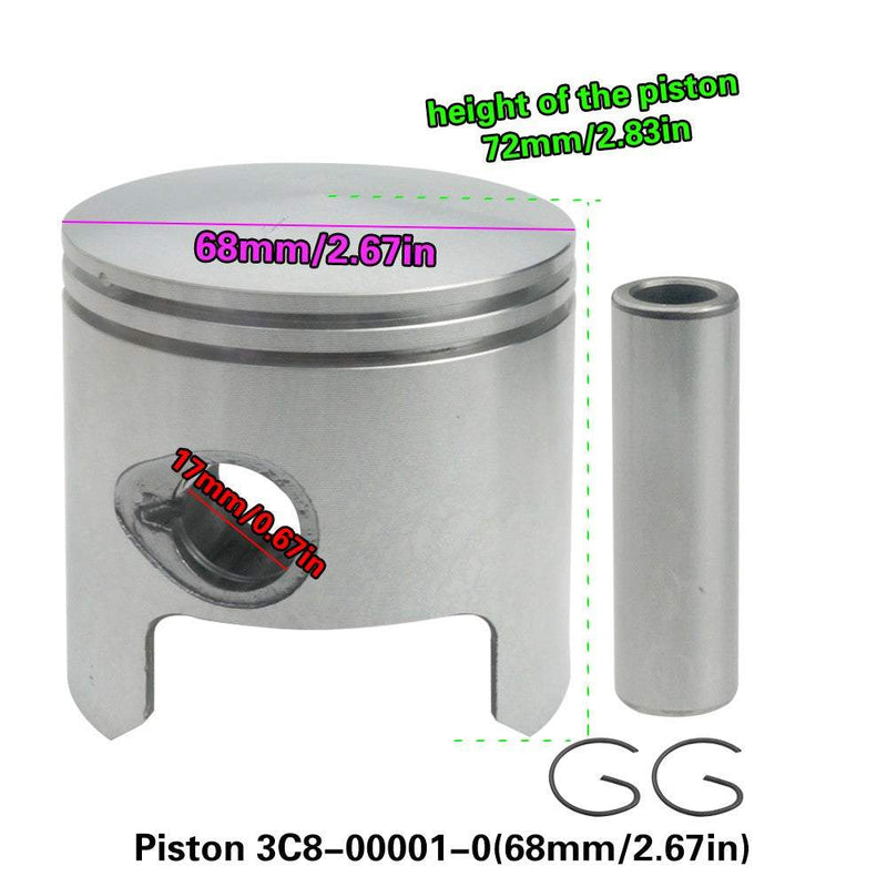 3C8-00001 STD Piston Set With Ring For Toahtsu Outboard Motor 2T M40D 40HP Mercury Mariner 3Cyl 779-9615 2