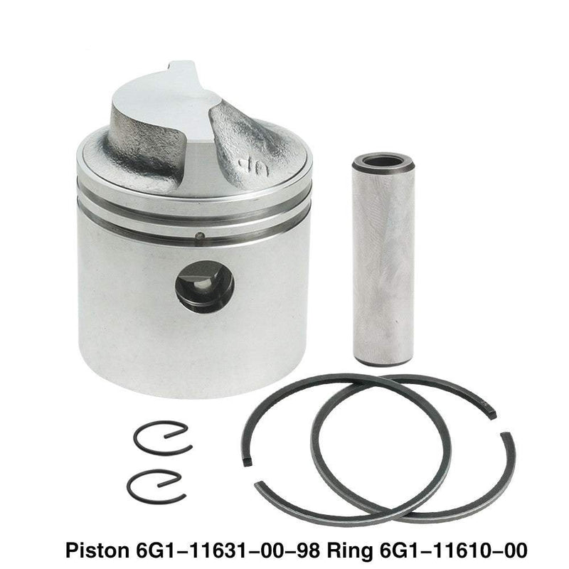 6G1-11631 & 6G1-11610 Piston with Ring STD Kit For Yamaha Outboard Motor 2T 6HP 8HP; 6G1-11631-00-98 ;6G1-11610-00 Dia.:50mm