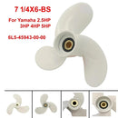 6L5-45943-00-EL Outboard Propeller 7 1/4 x 6 for Yamaha 2.5-3Hp 9 Spline Tooth 3 Blades R Rotation Aluminum Alloy Marine Boat